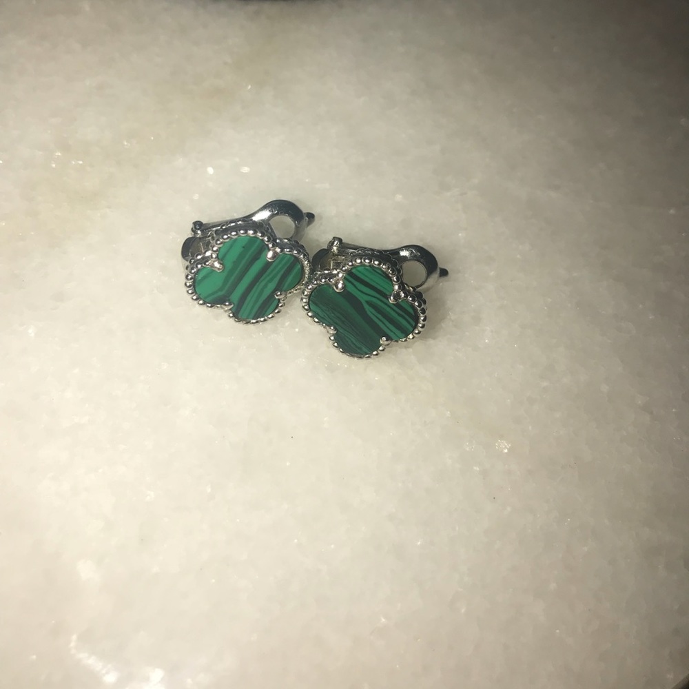 Sterling silver green clover earrings